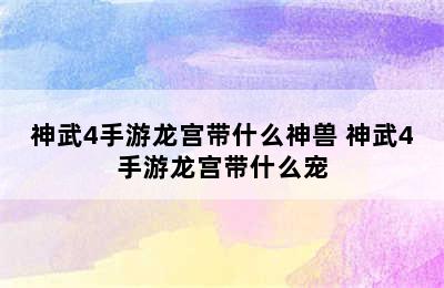 神武4手游龙宫带什么神兽 神武4手游龙宫带什么宠